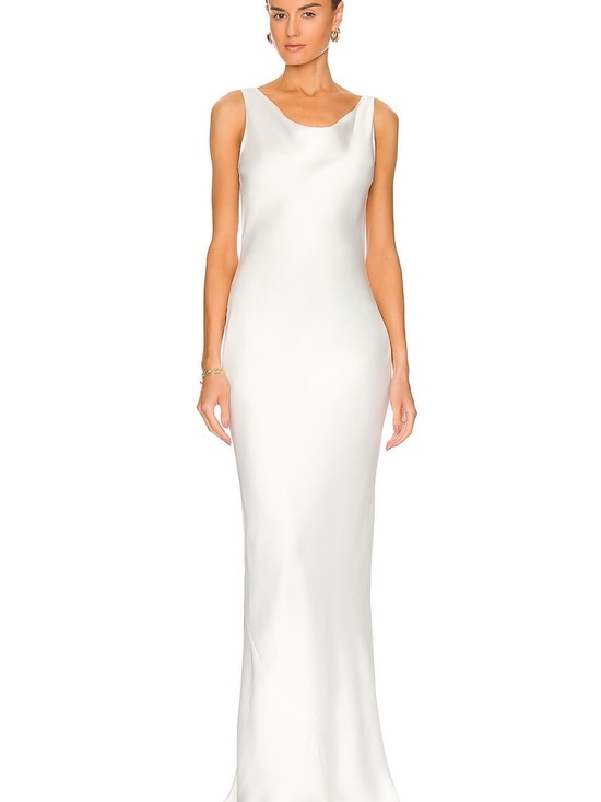Norma Kamali Womens Maria Satin Maxi Gown Dress Size Us Xs / 34